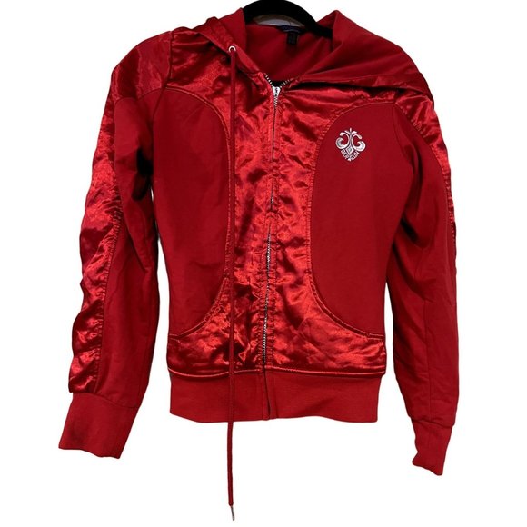 Dereon Sweaters - Dereon MCMLXXXI Woman's Size Medium Long Sleeve Zip Up sweater hoodie Red Embroi